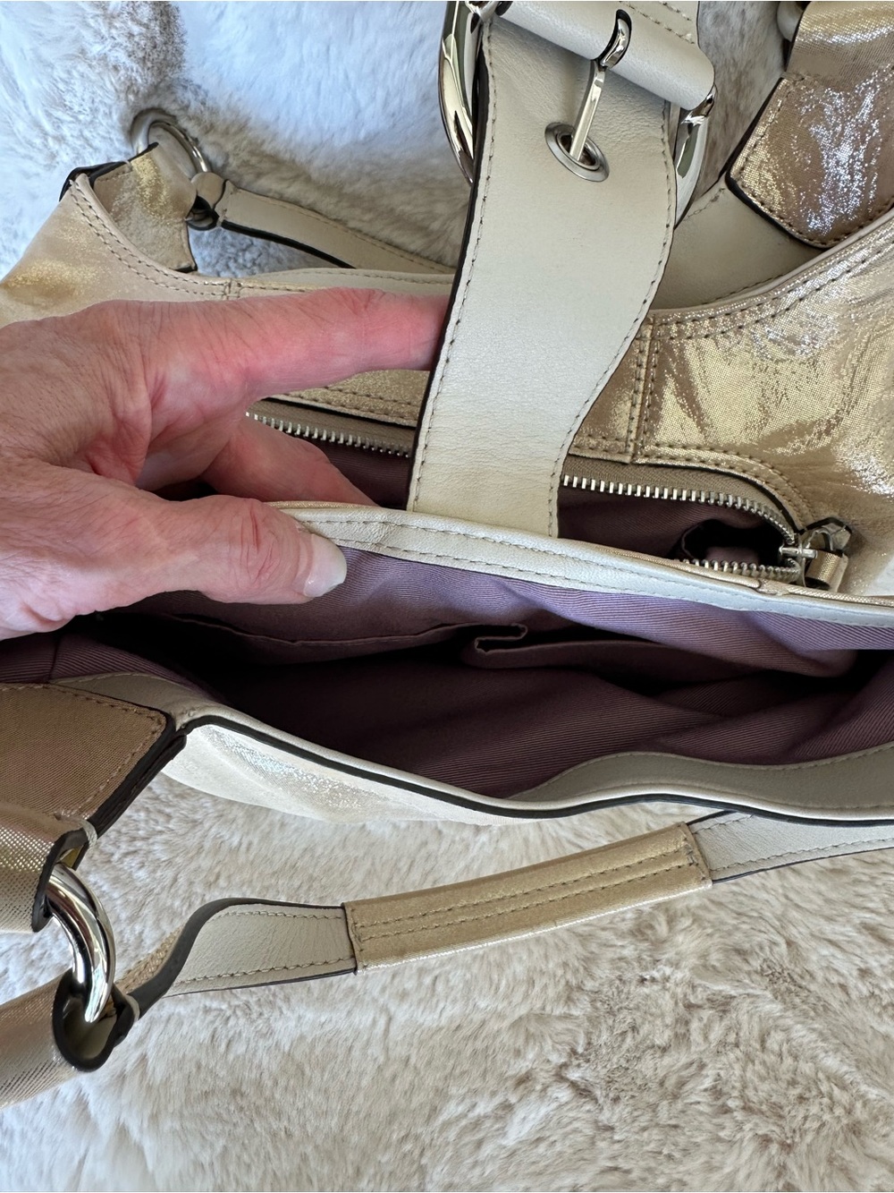 Coach Metallic Gold Satchel Bag - Gem